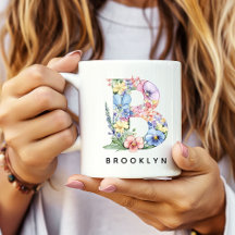 Blumenalphabet-Tasse, Geschenk für Braut und Braut