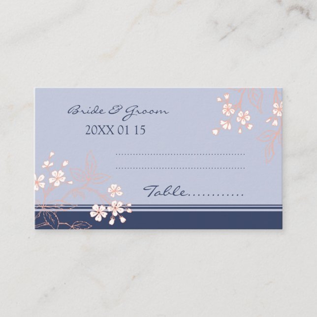 Blumenalter Hochzeitstisch mit Sitzplätzen Platzkarte (Vorderseite)