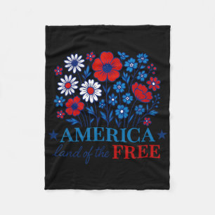 Blumenamerikanische Flagge 4. Juli USA Rot Weiß Bl Fleecedecke