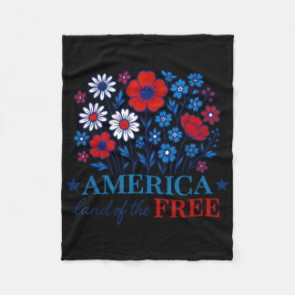 Blumenamerikanische Flagge 4. Juli USA Rot Weiß Bl Fleecedecke