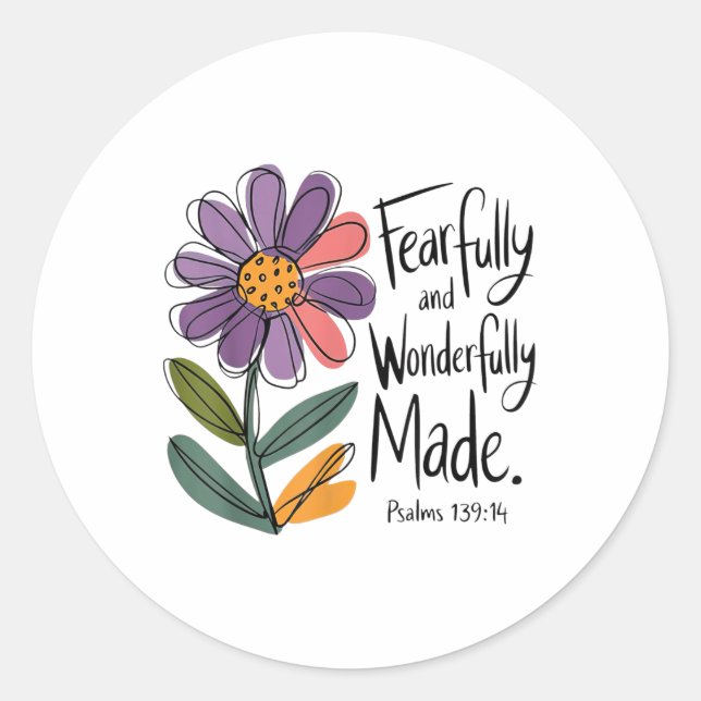 Blumenangst und wunderbar Made Psalms 139_1 Runder Aufkleber (Vorderseite)