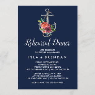 Blumenanker   Abendessen in der Probe Navy im Herb Einladung