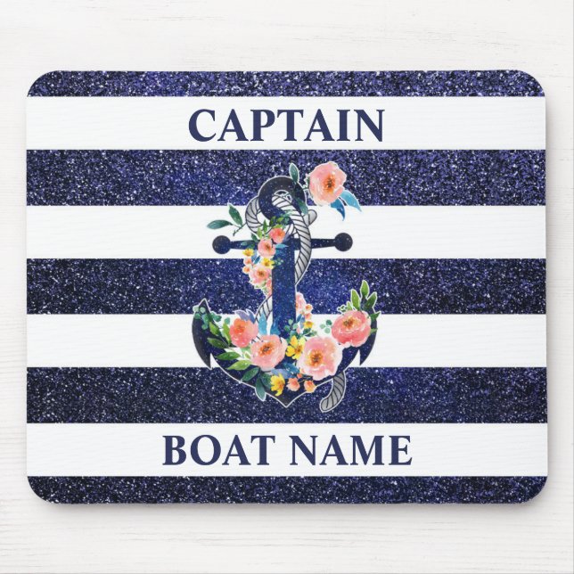 Blumenanker auf gestreiftem Hintergrund Mousepad (Vorne)