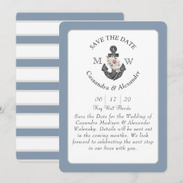 Blumenanker Dusty Blue White Nautical Wedding Einladung