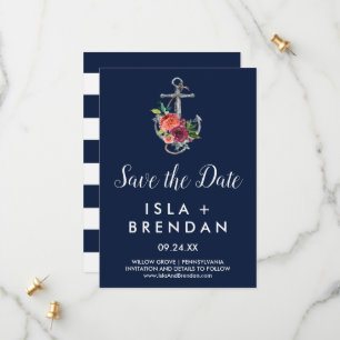 Blumenanker   Navy Autumn Save the Date Card