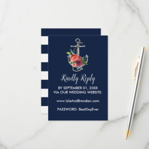 Blumenanker   Navy Autumn Website RSVP Card Karte
