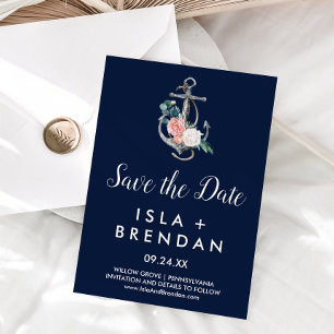 Blumenanker   Navy Summer Save the Date Card
