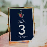 Blumenanker | Tischnummer der Marine im Herbst<br><div class="desc">Die Herbst-Tischnummer-Karte mit Blumenanker ist perfekt für eine Hochzeit zum Thema Wassersport. Das Design besticht durch einen hübschen Bouquet aus Bordeaux, Marsala und verbrannten Orangen-Herd-Blume, die um einen Aquarellanker herum eingewickelt sind. Die Karte druckt auf der Vorder- und Rückseite (beidseitig). Fügen Sie jede Tischnummer, die Sie benötigen, einzeln in Ihren...</div>