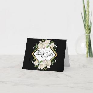 Blumenantik, Schwarz-Gold-Hochzeit   FOTO Dankeskarte