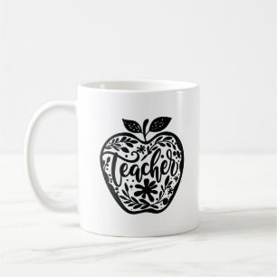 Blumenapfel-Lehrer-Dankeschön Schwarz-Weiß-Tasse Kaffeetasse
