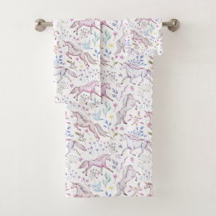 BlumenAquarell-Einhorn-Muster Badhandtuch Set