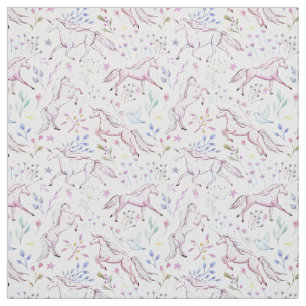BlumenAquarell-Einhorn-Muster Stoff