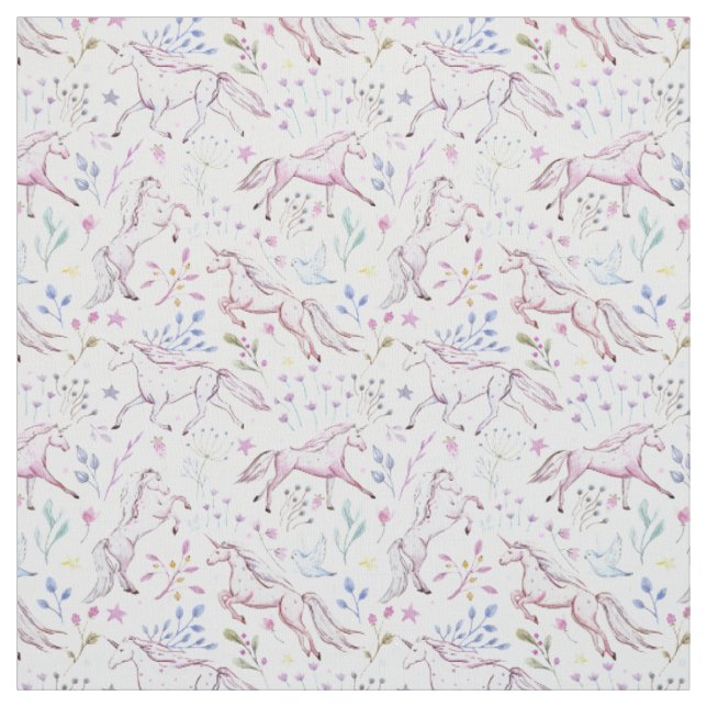 BlumenAquarell-Einhorn-Muster Stoff (Muster)