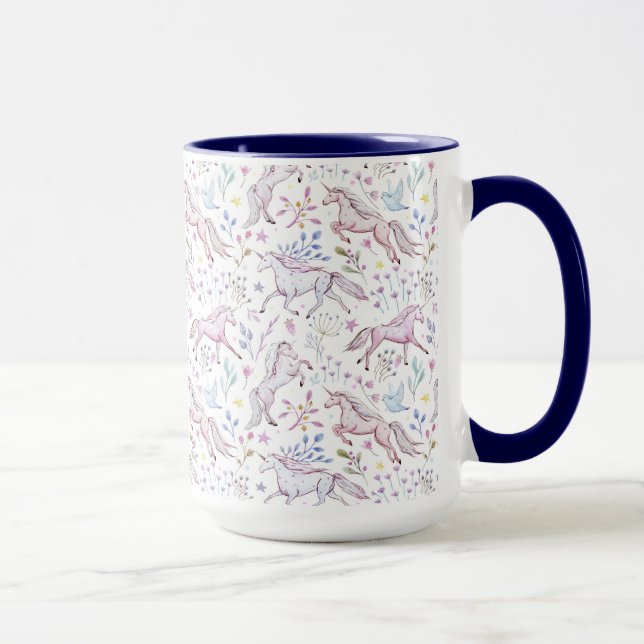 BlumenAquarell-Einhorn-Muster Tasse (Rechts)