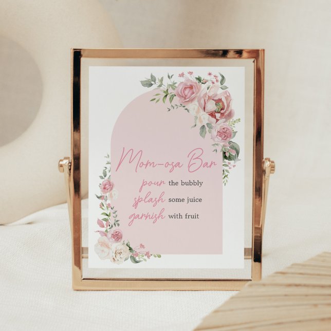 Blumenarmbaby in Bloom Baby Dusche Mama Osa Bar Poster (Baby in Bloom Floral Arch Baby Shower Mom Osa Bar Sign
)