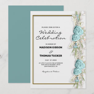 Blumenarrangement Blaue Rosen Hochzeitseinladung Einladung
