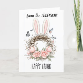 Blumenarrangements mit Kaninchenohren Feiertagskarte