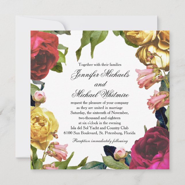 Blumenartistienhochzeit Einladung (Vorderseite)