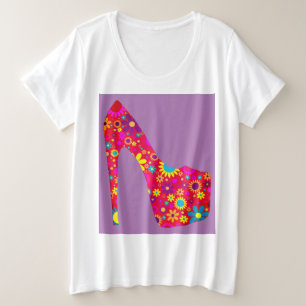 Blumenaste auf Lila Plus-Shirt Große Größe T-Shirt
