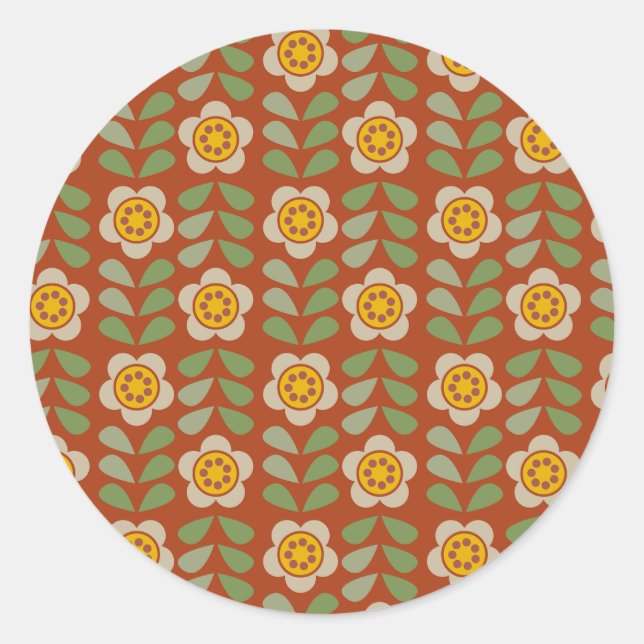 Blumenaufkleber in Erdfarben - Blumen & Kleben Runder Aufkleber (Vorderseite)