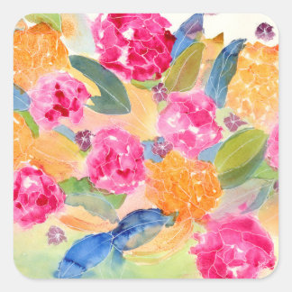 Blumenaufkleber Quadratischer Aufkleber