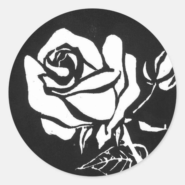 Blumenaufkleber "Rose Alba" Runder Aufkleber (Vorderseite)