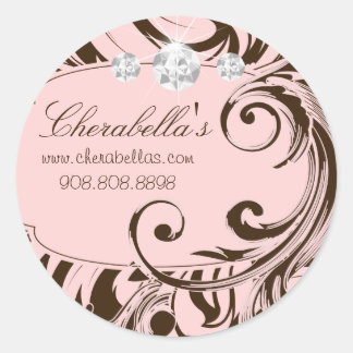 Blumenaufkleber Salon Wellness-Center Rosa braune  Runder Aufkleber