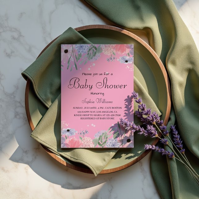 Blumenbaby-Dusche - Elegante Aquarellfarben-Blume Einladung (Von Creator hochgeladen)