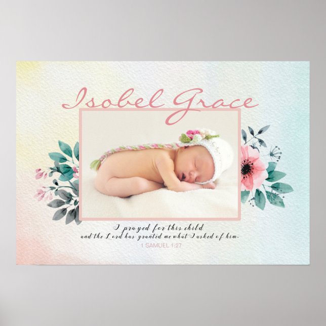 BlumenBaby-Foto-Rahmen mit Bibelverse Poster (Vorne)