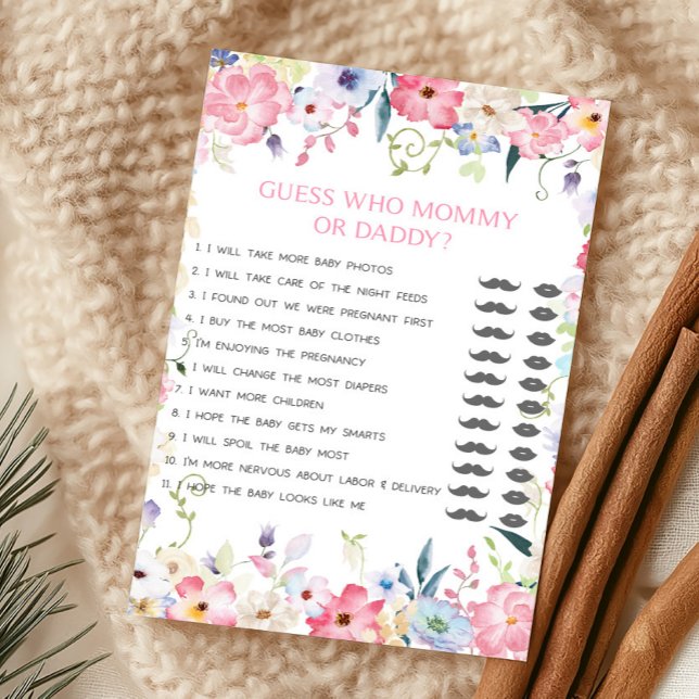 Blumenbaby in Blüte - Rate mal, wer Mama oder Papa (Baby in Bloom Baby Shower Guess Who Mommy or Daddy Game)