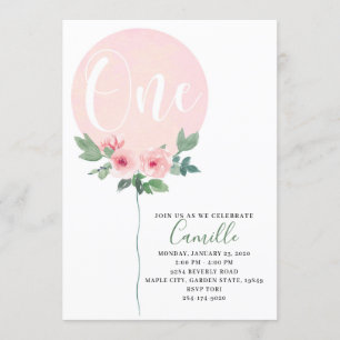 Blumenballon Geburtstagsmädchen Einladung