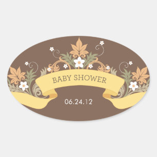 Blumenbanner Gelbe Babydusche Aufkleber
