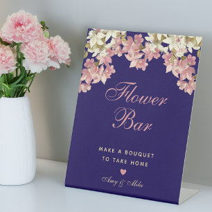Blumenbar Rosa Blumen Navy Blau Orchideen Schrift Sockelschild