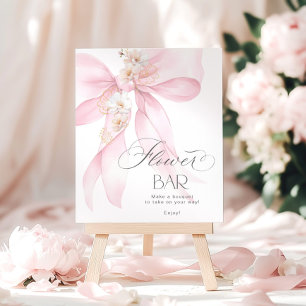 Blumenbar Rosa Schleife Florale Blütenbar Poster