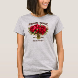 Blumenbauer Vintage-Pfingstrosenstrauß individuell T-Shirt