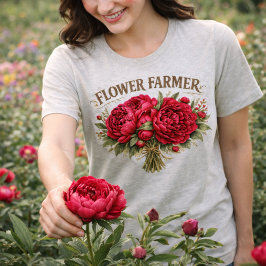 Blumenbauer Vintage Pfingstrosenstrauß Rustikale B Tri-Blend Shirt