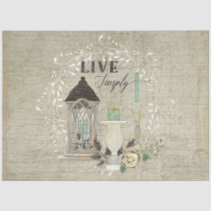 Blumenbauernhaus Lantern Ephemera Wood Decoupage Seidenpapier
