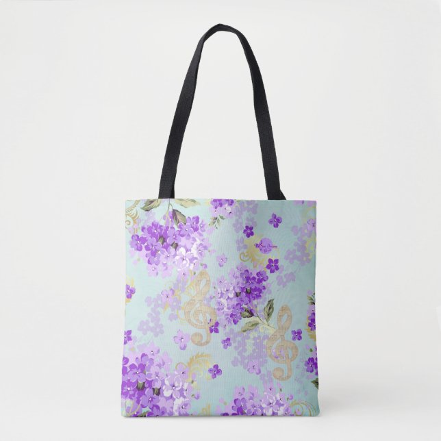 Blumenbaum Clef Purple Blumen Tasche (Vorderseite)