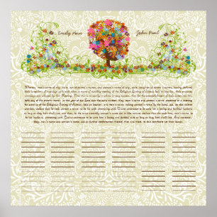 Blumenbaum Druck Quäker-Heiratsurkunde Poster