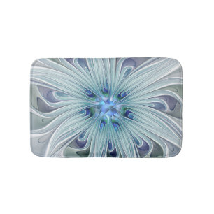 Blumenbeauty Abstrakt Moderne Blaue Pastell Blume Badematte