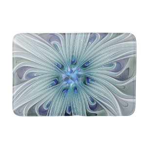Blumenbeauty Abstrakt Moderne Blaue Pastell Blume Badematte