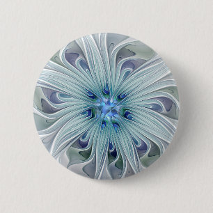 Blumenbeauty Abstrakt Moderne Blaue Pastell Blume Button