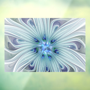 Blumenbeauty Abstrakt Moderne Blaue Pastell Blume Fensteraufkleber