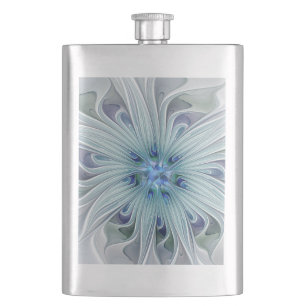 Blumenbeauty Abstrakt Moderne Blaue Pastell Blume Flachmann