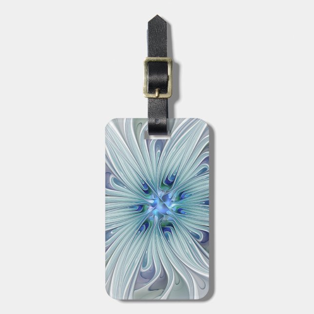 Blumenbeauty Abstrakt Moderne Blaue Pastell Blume Gepäckanhänger (Vorderseite vertikal)