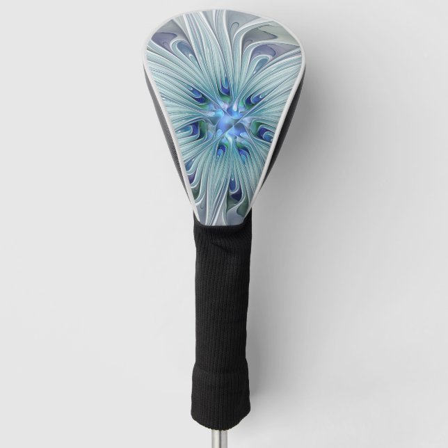 Blumenbeauty Abstrakt Moderne Blaue Pastell Blume Golf Headcover (Vorderseite)