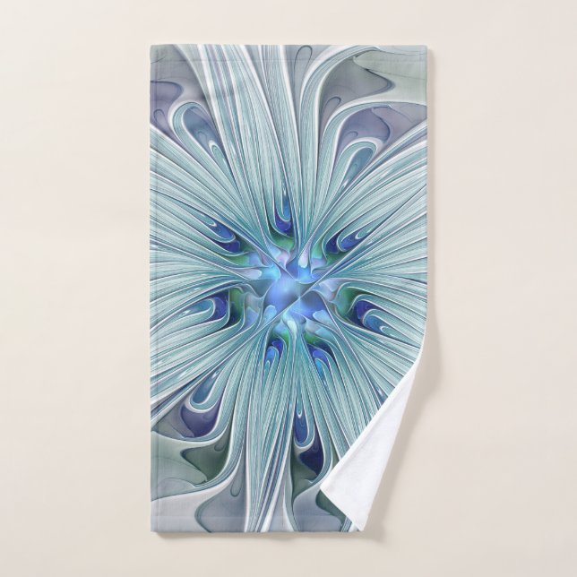 Blumenbeauty Abstrakt Moderne Blaue Pastell Blume Handtuch (Handtuch)