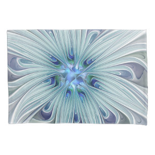 Blumenbeauty Abstrakt Moderne Blaue Pastell Blume Kissenbezug