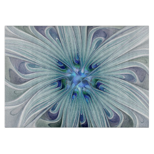 Blumenbeauty Abstrakt Moderne Blaue Pastell Blume Schneidebrett