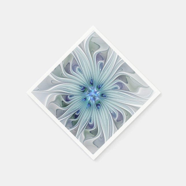 Blumenbeauty Abstrakt Moderne Blaue Pastell Blume Serviette (Ecke)